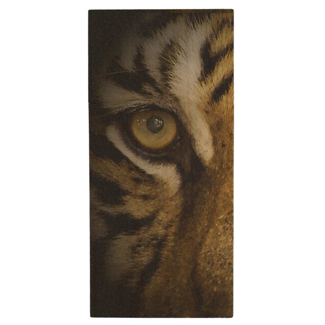 In the Eye of a Tiger Wood Flash Drive (Front Vertical)