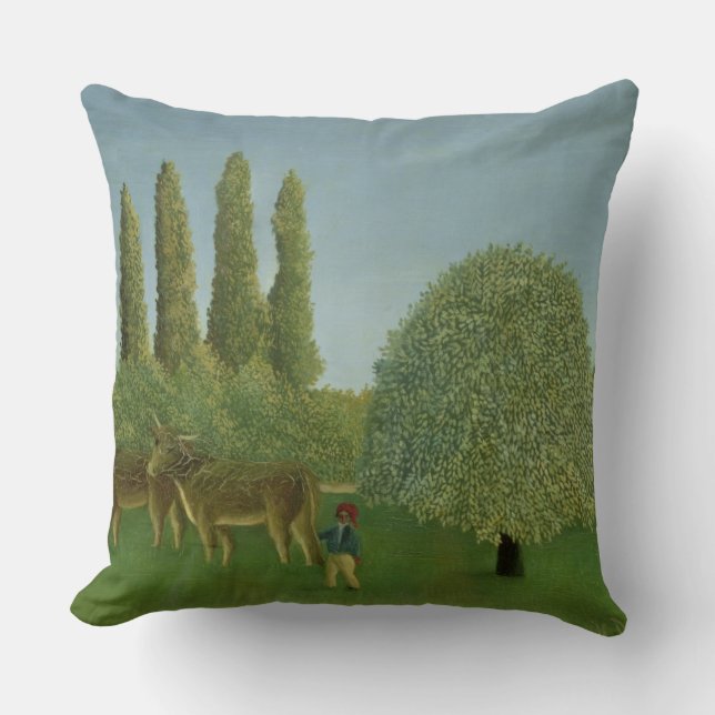 In the Fields, 1910 Throw Pillow (Front)