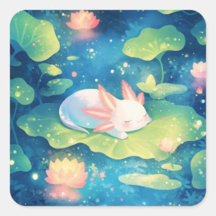 In the Flower Pond Axolotl Sweet Escape Square Sticker