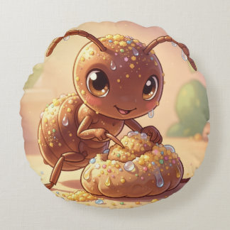 In the Footsteps of Floral Gold.6 Round Pillow