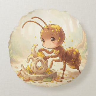 In the Footsteps of Floral Gold.8 Round Pillow