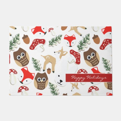 In the Forest Christmas Holidays Pattern Doormat