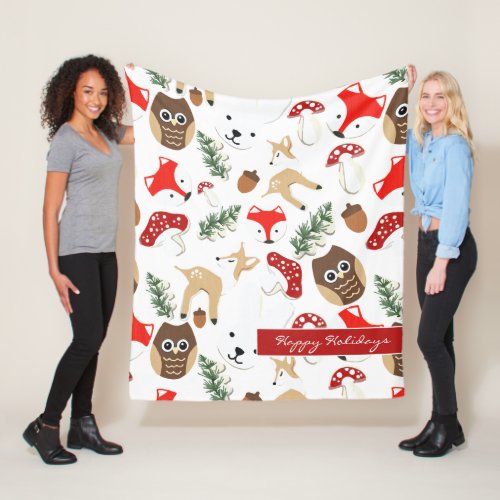 In the Forest Christmas Holidays Pattern Fleece Blanket