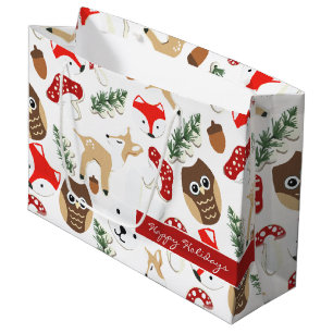 In the Forest Christmas Holidays Pattern Large Gift Bag