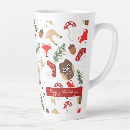 In the Forest Christmas Holidays Pattern Latte Mug