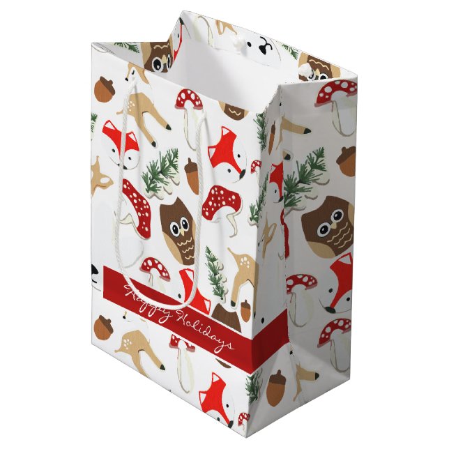 In the Forest Christmas Holidays Pattern Medium Gift Bag (Front Angled)