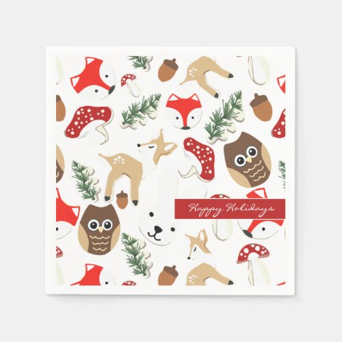 In the Forest Christmas Holidays Pattern Napkins