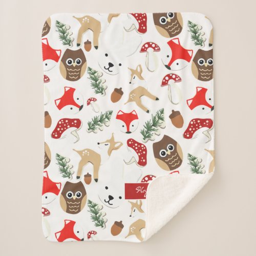 In the Forest Christmas Holidays Pattern Sherpa Blanket