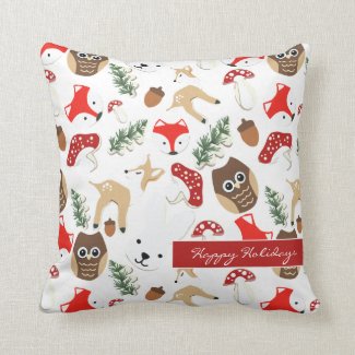 In the Forest Christmas Holidays Pattern Throw Pillow