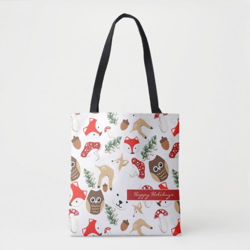 In the Forest Christmas Holidays Pattern Tote Bag