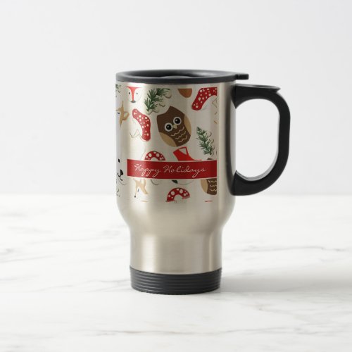 In the Forest Christmas Holidays Pattern Travel Mug
