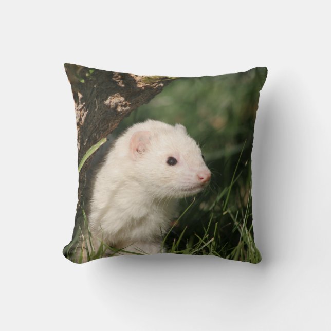 In the Forest. Ferret Throw Pillow (Front)