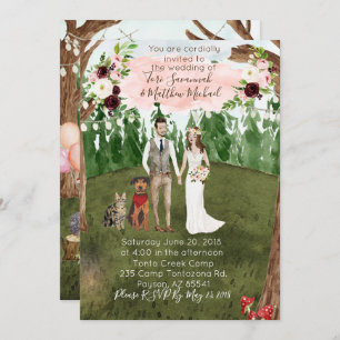 In The Forest Wedding Invitation -Brunette Bride