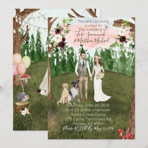 In The Forest Wedding Invitation with Dog-2 dogs