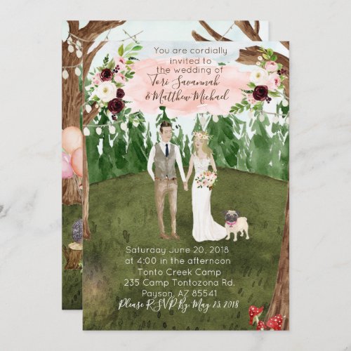 In The Forest Wedding Invitation _ With Pet Pug