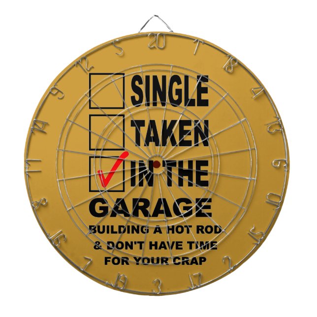 IN THE GARAGE BUILDING A HOT ROD DART BOARD (Front)