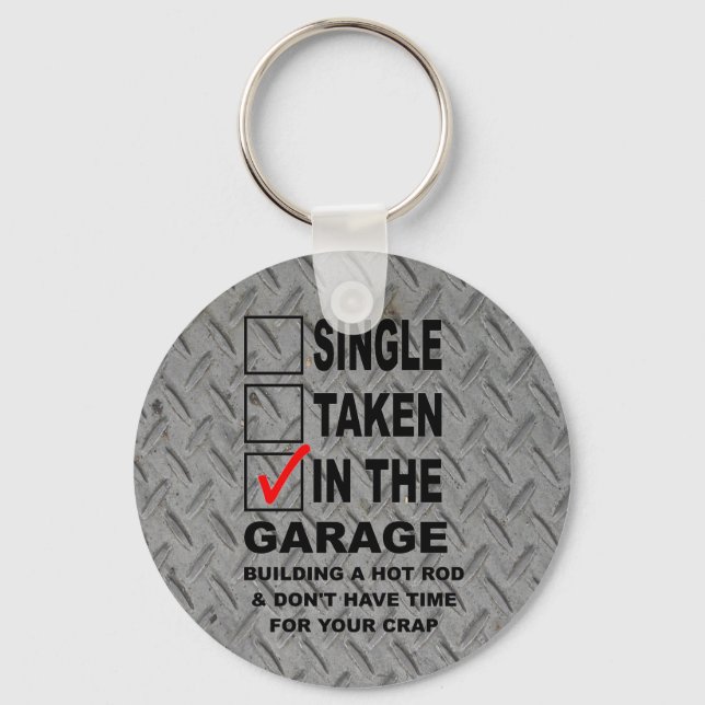 IN THE GARAGE BUILDING A HOT ROD KEYCHAIN (Front)