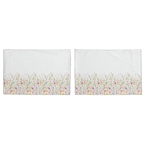 In the garden border watercolor floral  pillow case