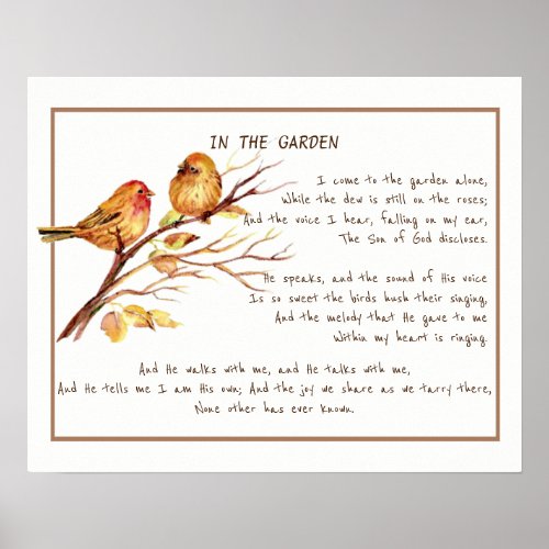 In the Garden Comforting Hymn Garden Bird Art Pos Poster