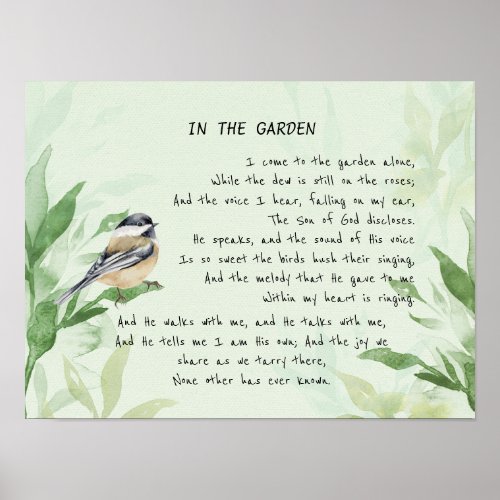 In the Garden Comforting Hymn Garden Bird Art Post Poster