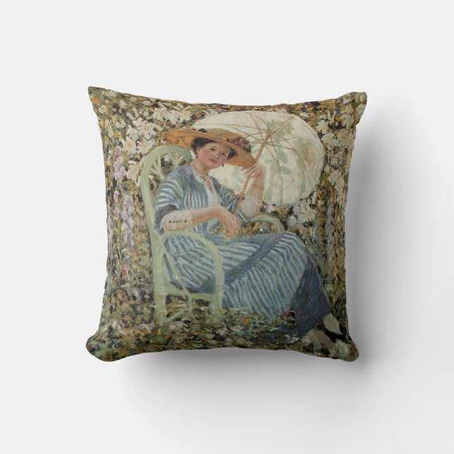 In the Garden, Giverny by Frederick Frieseke Throw Pillow (Front)