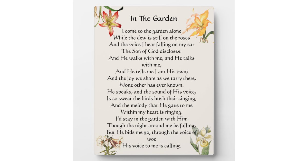 In The Garden Hymn Floral Plaque | Zazzle