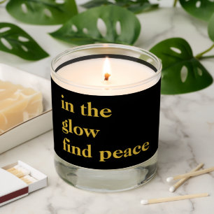 In the Glow Find Peace Initial Gold Black Scented Candle