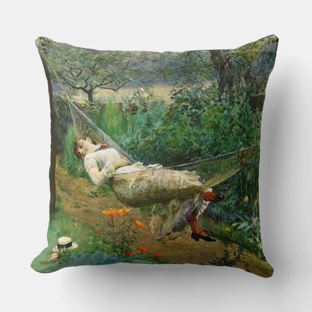 “In the Hammock” by Anders Zorn Throw Pillow (Front)