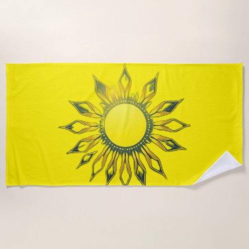 In the heart of the sun _ where silence glows Beach Towel