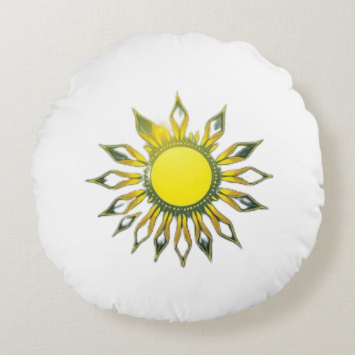 In the heart of the sun _ where silence glows Round Pillow