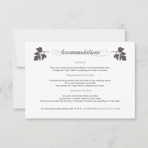 In the Herb Garden Wedding Accommodations Card