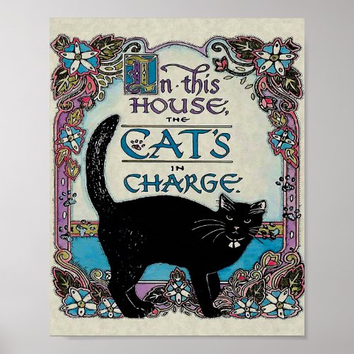 In the house Black cat Vintage Mom Funny Animals P Poster