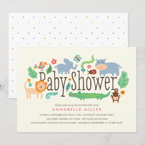 In the Jungle Baby Shower Invite Announcements