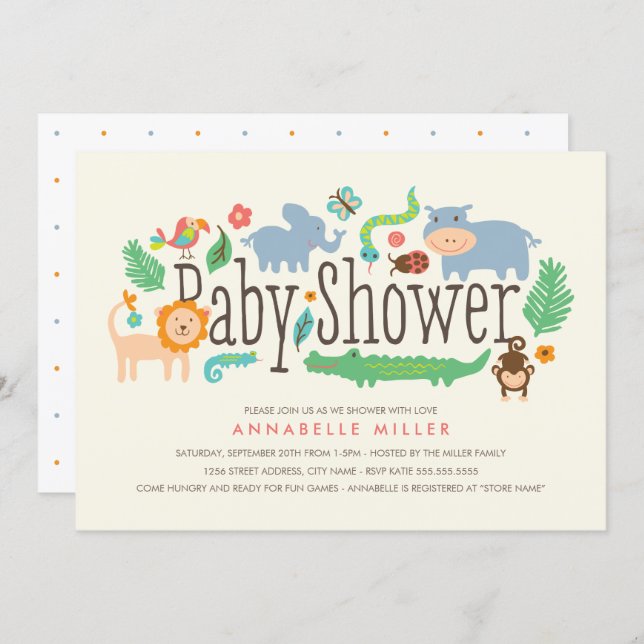 In the Jungle Baby Shower Invite (Front/Back)