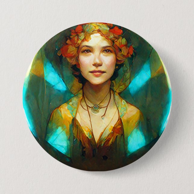 In The Light Art Nouveau Fantasy Button (Front)