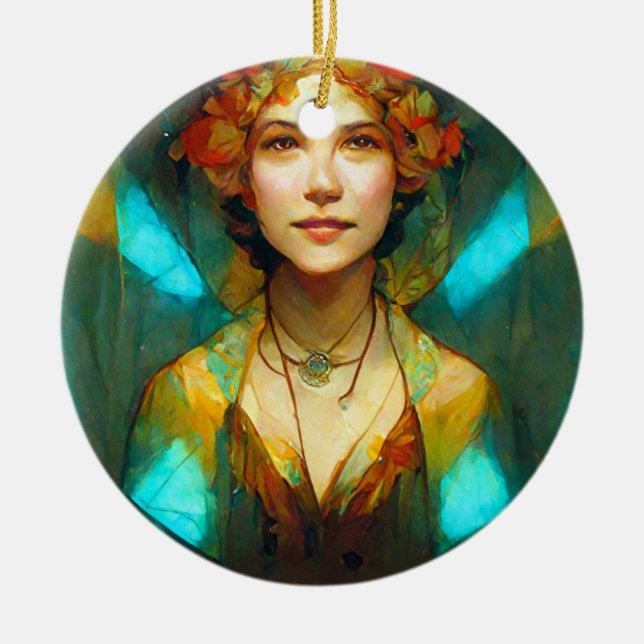 In The Light Art Nouveau Fantasy Ceramic Ornament (Front)