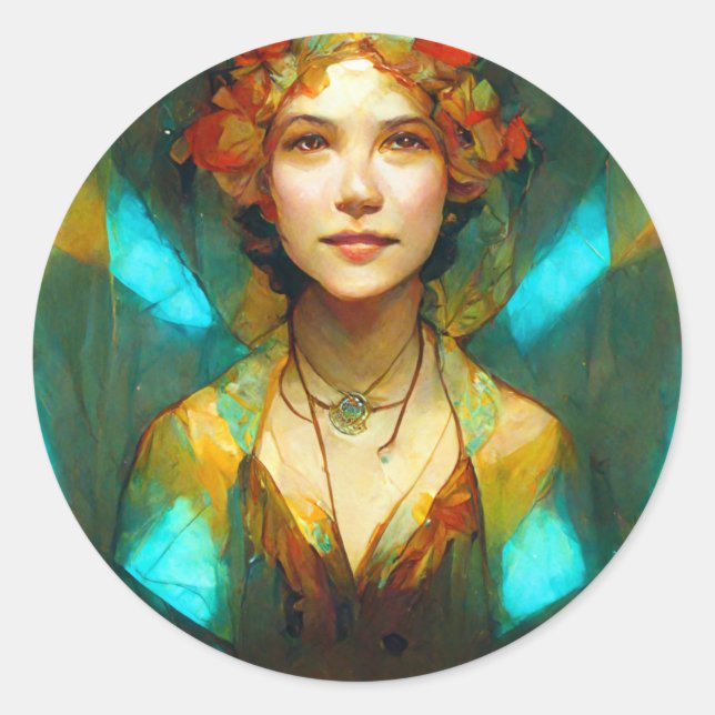In The Light Art Nouveau Fantasy Classic Round Sticker (Front)