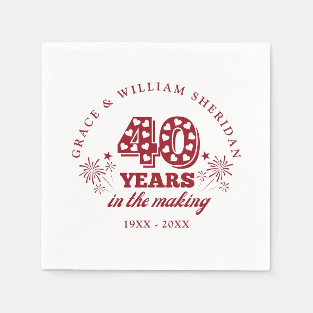In The Making 40th Wedding Anniversary Napkins (Front)