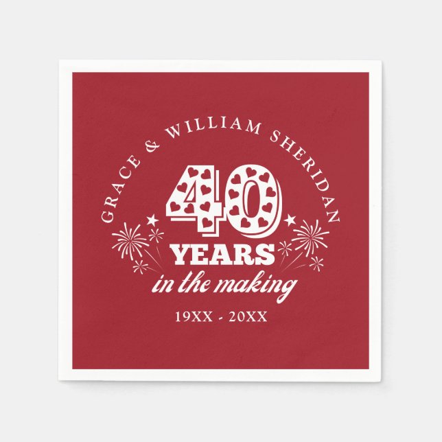 In The Making 40th Wedding Anniversary Napkins (Front)
