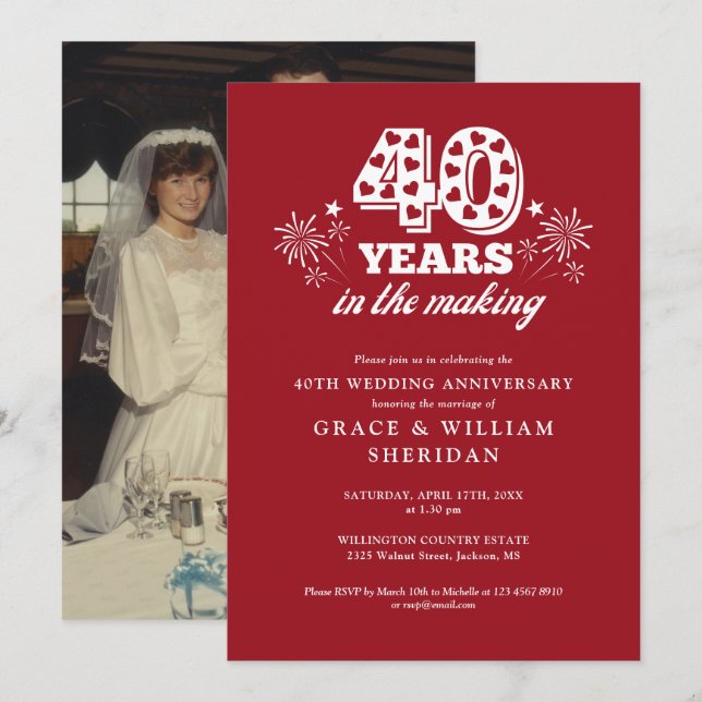 In The Making 40th Wedding Anniversary Photo Invitation (Front/Back)