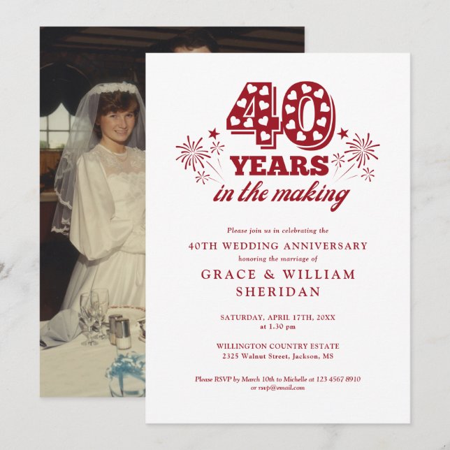 In The Making 40th Wedding Anniversary Photo Invitation (Front/Back)