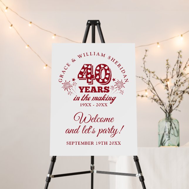 In The Making 40th Wedding Anniversary Welcome Foam Board (In Situ (Stand))