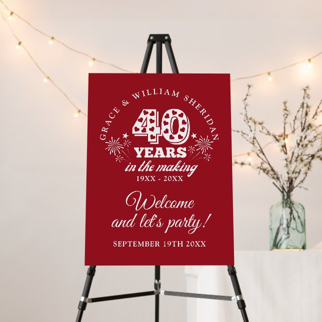 In The Making 40th Wedding Anniversary Welcome Foam Board (In Situ (Stand))