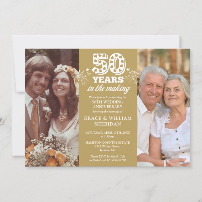 In The Making 50th Wedding Anniversary 2 Photo Invitation (Front)