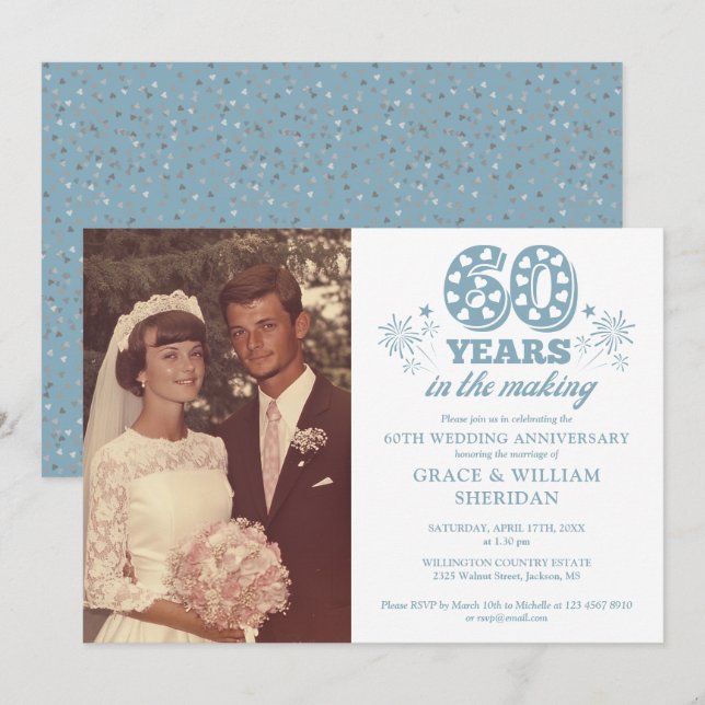 In The Making 60th Wedding Anniversary Photo Invitation (Front/Back)