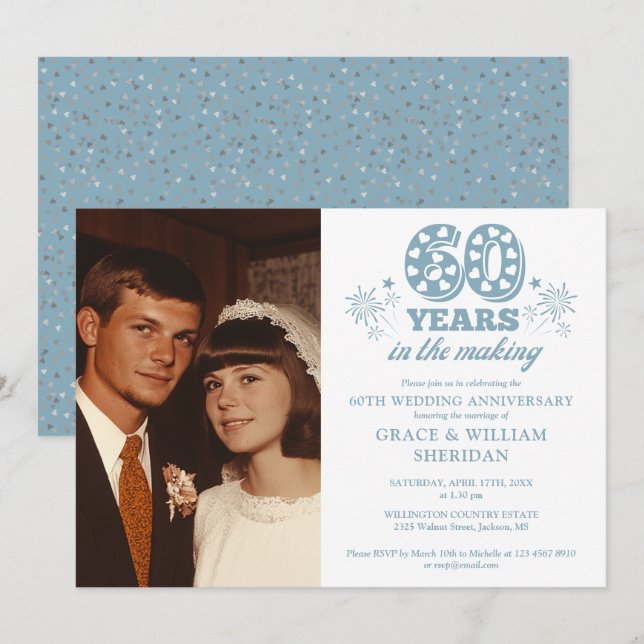 In The Making 60th Wedding Anniversary Photo Invitation (Front/Back)