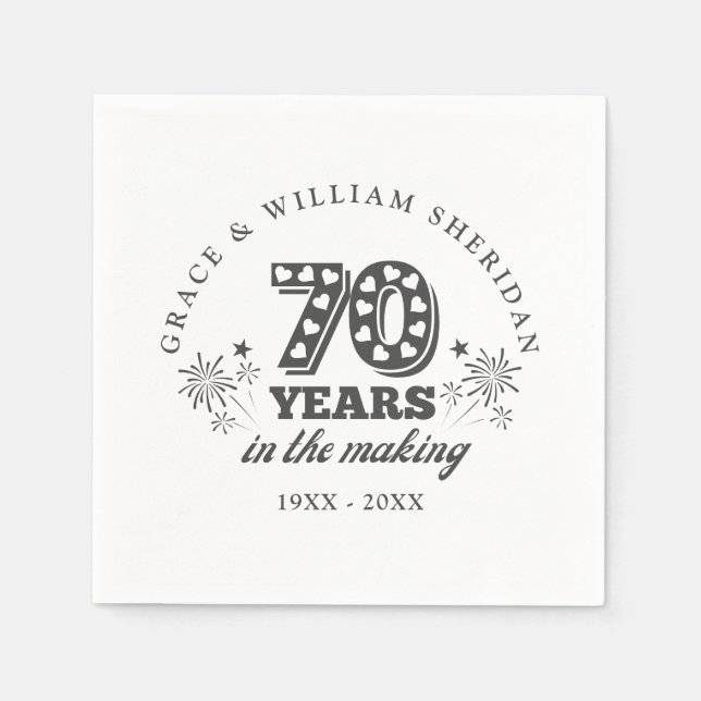 In The Making 70th Wedding Anniversary Napkins (Front)