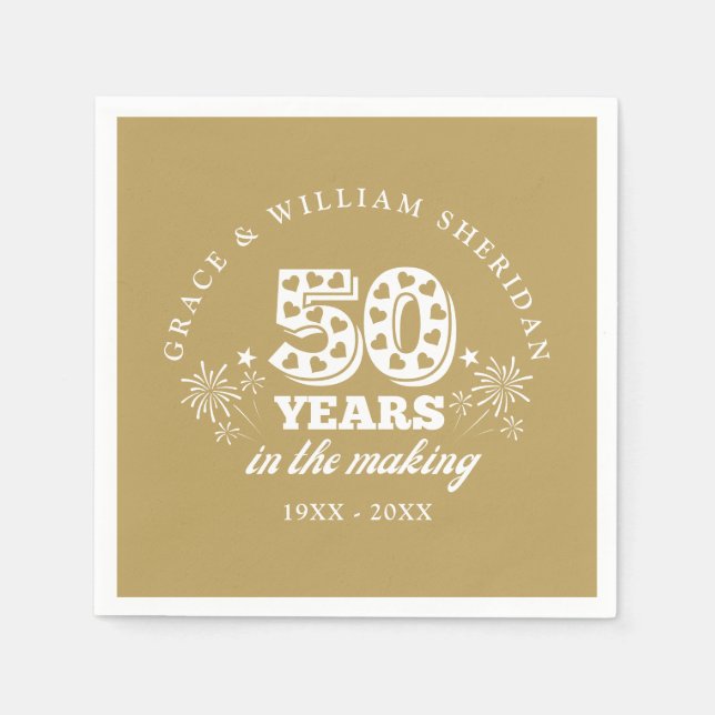In The Making Gold 50th Wedding Anniversary Napkins (Front)