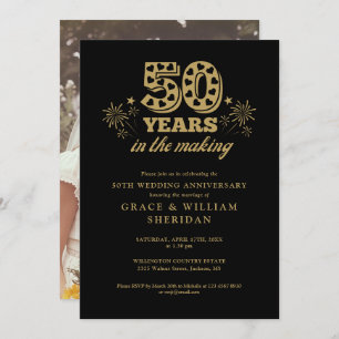 In The Making Gold Black 50th Anniversary Photo Invitation