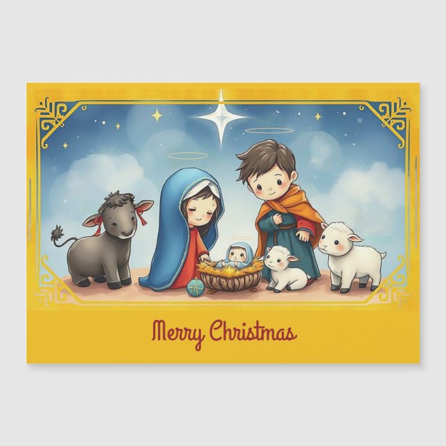 In the Manger Magnetic Greeting Card (Front)